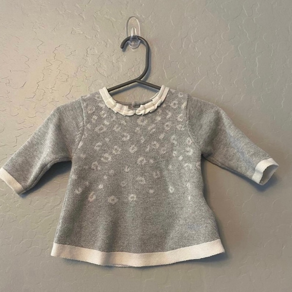 Mayoral gray animal print baby dress 2-4 months